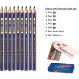 Faber-Castell Resim Kalemi Faber Dereceli Kalem Seti Karakalem Seti 6h 5h 4h 3h 2h 8'lü Set - 8 Adet - Siyah
