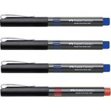 Faber-Castell Roller Kalem 0.5 mm İğne Uçlu Mavi 3'lü + Kırmızı Tekli