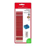 Faber-castell Silgi Ve Kalemtıraş Hediyeli 12'li Kırmızı Kalem Seti