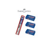 Faber Castell Sınav Seti - 3 Adet Sınav Silgisi + Grip Min 120'li 0.7 Mm Uç Seti Kırmızı Tüp