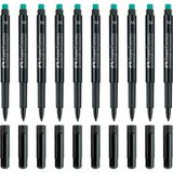 Faber-Castell Siyah 10'lu Faber 1525 Kalın Uçlu Asetat Kalem Seti Ölçülerle