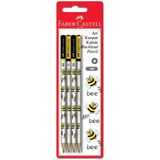 Faber-Castell Stripe Blisterli HB Yuvarlak 4 Kalem+1 Silgi 18'liKurşun Kalem