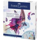Faber Castell Sulu Boya Tüpü Sulu Boya Fırçası Karıştırma Paleti Ve Çizim Şablonu 18 Parça Suluboya Boyama Seti