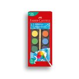 Faber Castell Suluboya 12 Renk, Büyük Boy, Parlak ve Örtücü Renkler, Kağıt Yüzeylere Uygun, Karıştırılabilir