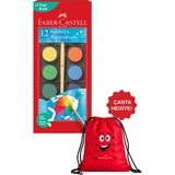 Faber-Castell Suluboya 12 Renk, Büyük Boy, Parlak ve Örtücü Renkler, Kağıt Yüzeylere Uygun,çanta Hediyeli