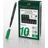 Faber-Castell Süper Ince Uçlu (S) Yeşil Asetat Kalemi - Permanent, Silinmez, Suya Dayanıklı - 10 Adet Toptan Paket