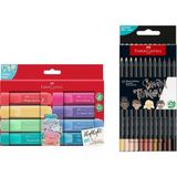 Faber Castell Textliner Pastel 8’li Fosforlu Kalem ve Black Edition 12 Renk Skin Tones Ten Renkleri Kuru Boya Seti Ikisi Birarada Set - Çok Renkli - Standart