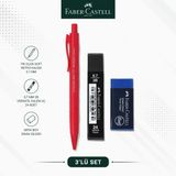 Faber-Castell Tri Click Soft Retro 0,7 Kırmızı Versatil Kalem+0,7 uç+Orta Boy Sınav silgisi ST12452