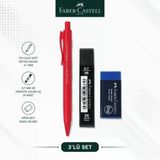 Faber-Castell Tri Click Soft Retro 0,7 Kırmızı Versatil Kalem+0,7 Uç+Orta Boy Sınav Silgisi