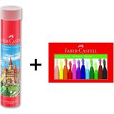 Faber-Castell Tüp Kuruboya 12'li + Pastel Boya 12 Renk