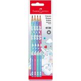 Faber-Castell Unicorn Desenli 2B Kurşun Kalem Seti 12 Adet Pastel Renkli Eğlenceli Tasarım