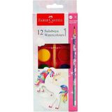 Faber-Castell Unicorn Sulu Boya 12 Renk ve Kurşun Kalem - Renkli - Kutu ölçüsü: 10 x 2 x 25 cm - Kurşun Kalem