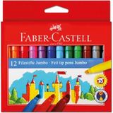 Faber-Castell Yıkanabilir Jumbo Keçeli Kalem 12 Renk Seti ile Çocuklar İçin Eğlenceli Boyama