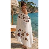 Fabera Home Bambu Müslin Peştemal %100 Organik Pamuk Plaj Havlusu Hamam Sauna Deniz Havlusu - Koyu Yeşil - Bej - Beyaz