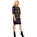 Faberlic Kadın Siyah Yarım Kollu Monogram Elbise, 40 Beden