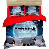 Fabeteks Yılbaşı Ay Manzaralı Noel Baba ve Geyikleri Nevrem Takımı - 200 x 220 cm - Gri