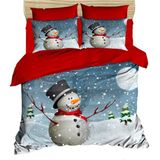Fabeteks Yılbaşı Kardan Adam Dijital Nevrem Takımı - 200 x 220 cm - Mavi