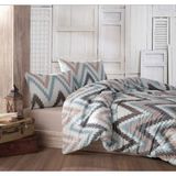 Fabeteks Zikzak Ranforce Pamuklu Çift Kişilik Nevresim Takımı - 220 x 220 cm - Kahverengi