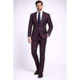 FABIO CASSEL Bordo Kareli Premium Erkek Takım Elbise – Slim Fit Özel Gün & Davet Takımı - 6 Drop - 48