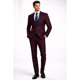 FABIO CASSEL Bordo Kareli Premium Erkek Takım Elbise – Slim Fit Özel Gün & Davet Takımı - 6 Drop - 56