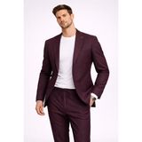 FABIO CASSEL Franko Cardını Bordo Çizgili Casual Takım Elbise – Torba Cepli Ceket & Ipli Pantolon Modern Slim Fit - 6 Drop - 52