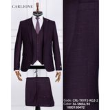 Fabio Cassel Slim Fit Mono Yaka Çift Yırtmaçlı Astarlı Takım Elbise Yelekli - Koyu Bordo - 6 Drop - 52