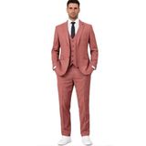 Fabio Cassel Slim Fit Mono Yaka Çift Yırtmaçlı Astarlı Takım Elbise Yelekli - Turuncu - 6 Drop - 46