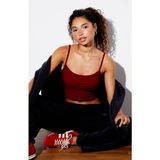 Fablair Kadın İp Askılı Crop Top Büstiyer Balensiz Konforlu Kullanım için Örme Kumaş - Bordo