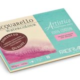 Fabriano Artistico Acquarello Watercolour, naturweiß, satiniert hot pressed, 18 x 26 cm, 20 Blatt 300 g/m², hochwertiger Künstler-Aquarellkarton, Block 4-seitig geleimt, vegan
