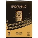 Fabriano Schizzi Sketch Pad Natural Grain 90GR Spiralli Çizim Defteri 100 Sayfa A3 (29.7X42CM) - Karışık-Çok Renkli - standart