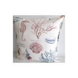 Fabric by Gülçin KETEN PAMUKLU DOKULU KUMAŞ KREM RENK DENİZ CANLILARI DESEN KIRLENT KILIFI