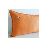 Fabric by Gülçin KOTON DUCK KUMAŞ NAKIŞLI YAZ TURUNCU RENK ÇİÇEK NAKIŞ İŞLEMELİ KIRLENT KILIFI