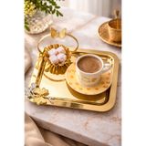 Fabrication TEK TARAFLI GOLD STOKLAR AZALIYOR! 6'Lı Kare Tek Taraflı Gold Kelebekli Kaplama Sunum Tepsisi