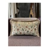Fabricland Goblen Dokuma Keten Dikdörtgen Kahverengi Püsküllü Kırlent Kılıfı 50x30 cm