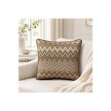 Fabricland Ithal Ipek Kadife Chevron Desenli Kahverengi Kırlent Kılıfı 43x43cm (ÇİFT TARAFLI DESEN)