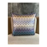 Fabricland Ithal Ipek Kadife Chevron Desenli Kırlent Kılıfı 43x43cm (ÇİFT TARAFLI DESEN)