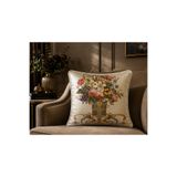 Fabricland İthal Ipek Kadife Damask Desen Krem Rengi Kare Kırlent Kılıfı 43x43 cm (ÇİFT TARAFLI DESEN)