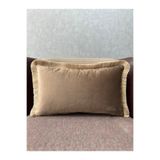 Fabricland İthal İpek Kadife KAHVERENGİ RENK PÜSKÜLLÜ KIRLENT KILIFI 30x50