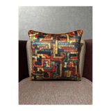 Fabricland Ithal Ipek Kadife Kareli Desen Kırlent Kılıfı 43x43cm (ÇİFT TARAFLI DESEN)