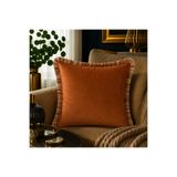 Fabricland İthal İpek Kadife KİREMİT RENK PÜSKÜLLÜ KIRLENT KILIFI 43x43cm