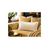 Fabricland İthal İpek Kadife KREM RENK PÜSKÜLLÜ KIRLENT KILIFI 50 x 30 cm