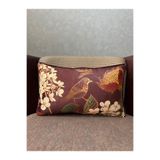 Fabricland Ithal Ipek Kadife Kuşlu Desen Bordo Kırlent Kılıfı 30x50cm