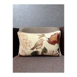 Fabricland Ithal Ipek Kadife Kuşlu Desen Krem Kırlent Kılıfı 30x50cm