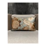 Fabricland Ithal Ipek Kadife Kuşlu Desen Mint Yeşili Kırlent Kılıfı 30x50cm (ÇİFT TARAFLI DESEN)