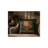 Fabricland Ithal Ipek Kadife Püsküllü Damask Desen Yeşil Renk Kırlent Kılıfı 43x43cm (çift Taraflı )