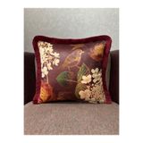 Fabricland Robin-9399 Ithal Ipek Kadife Bordo Püsküllü Kırlent Kılıfı 43x43