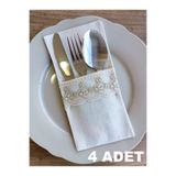 fabricorg Dekoratif Ham Bez Çatal - Kaşık - Bıçak Kılıfı 4 ADET (%100 Pamuk)