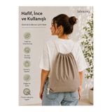 fabricorg Punch Nakışına Uygun Duck Bezi Büzgülü Sırt Çantası (50x40 cm) Cappuccino