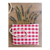 fabricorg Punch'a Uygun Ekose Panama Duck Bezi Clutch - Cüzdan - El Çantası (20X15 CM) V-01