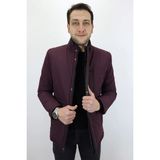 Fabrigatti Fistan Store Erkek Bordo Hakim Yaka Rahat Kesim Fermuar ve Çıtçıt Kapamalı Kışlık Şişme Mont - 56